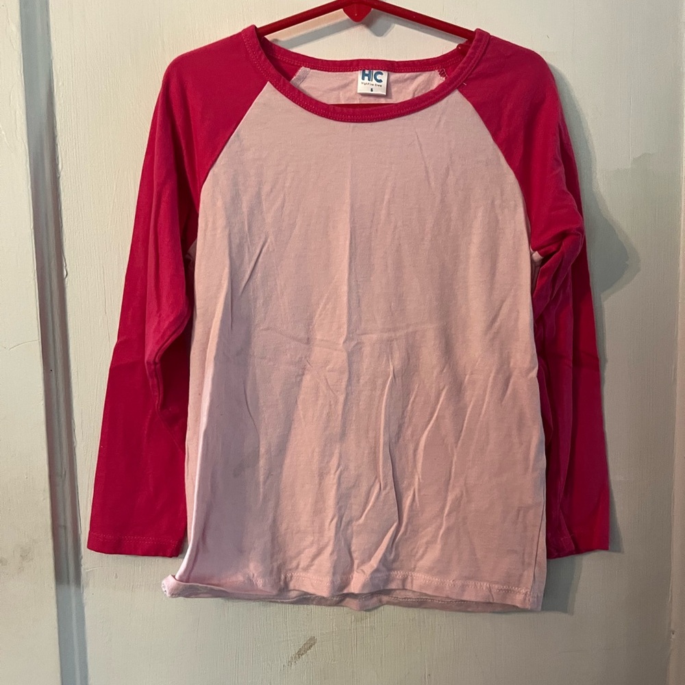 Pink and Red Long Sleeve Raglan Tee